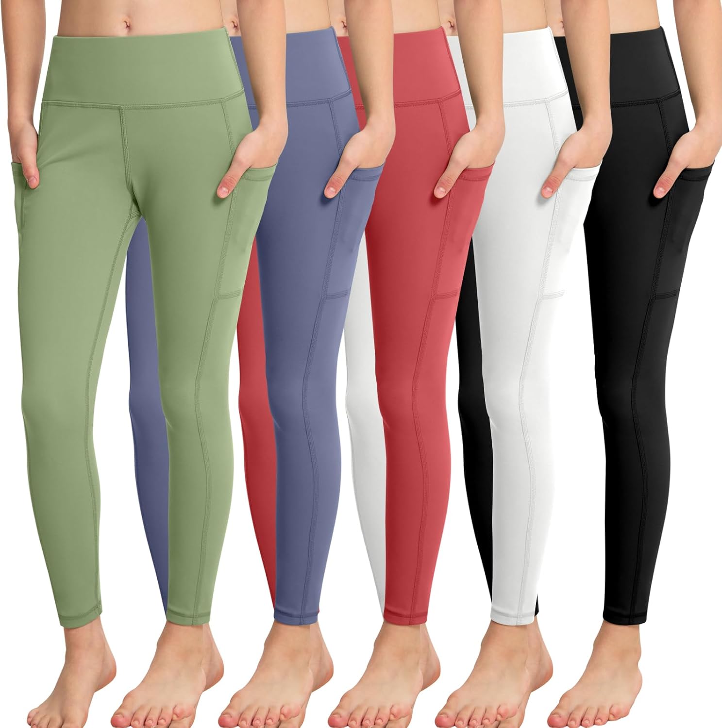 CHRLEISURE Girls' Athletic Leggings with Pockets for Active Kids