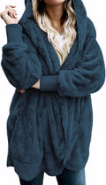 Fuzzy Hooded Cardigan for Women - Cozy Winter Fleece Jacket