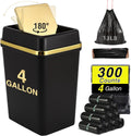 Bathroom Trash Can with Lid 4 Gallon - Slim Black Small Garbage Can