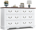 Farmhouse 6-Drawer Dresser 52 in - Rustic White Storage for Bedroom