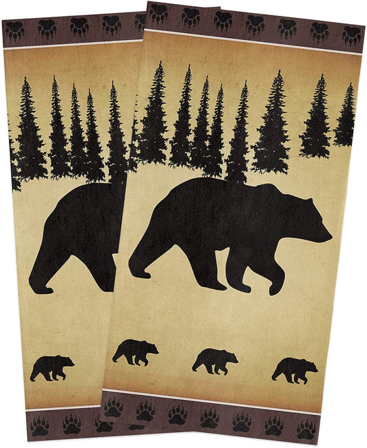 Fast Drying Black Bear Kitchen Towel Set - Vintage Farm Style