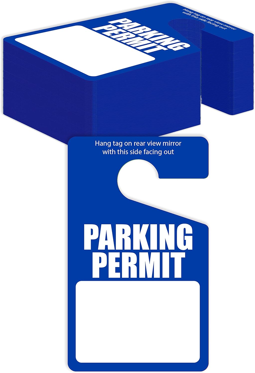 50 Pack Blue Poly Parking Permit Hang Tags