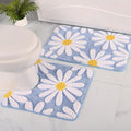 Blue Daisy Bathroom Rug Set 2 Piece - Soft Microfiber Bath Mats