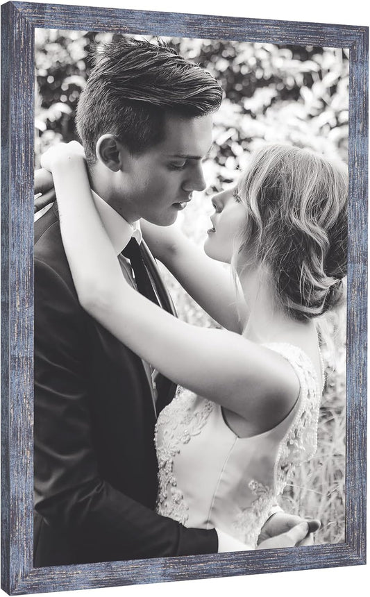 Rustic Blue 24x30 Picture Frame for Family Portraits and Gifts