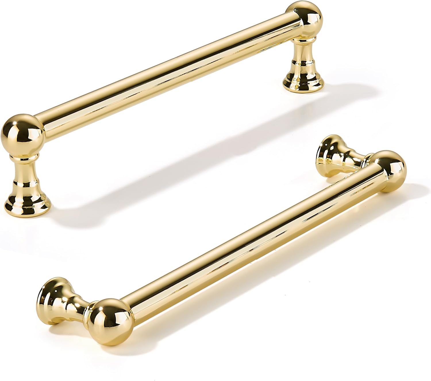 Polished Brass Cabinet Pulls for Kitchens and Bathrooms - 10 Pack