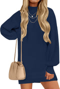Womens Turtleneck Sweater Dress Oversized Lantern Sleeve - Cozy Fit