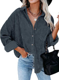 Dokotoo Womens Corduroy Button Down Shirt - Oversized Cozy Layer is