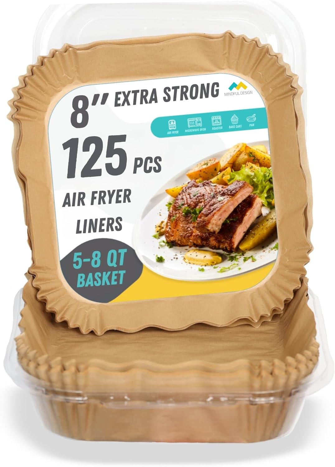 Non-Stick Air Fryer Liners: 125 Pcs Mindful Design