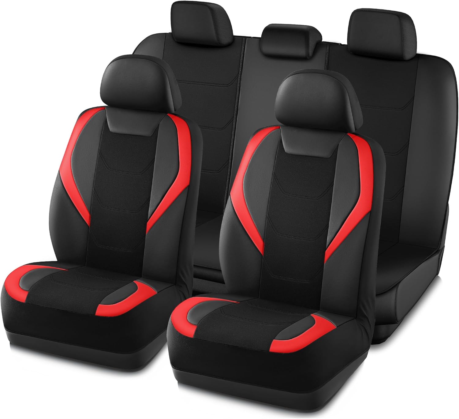 Universal Fit Red Leather Mesh Seat Covers
