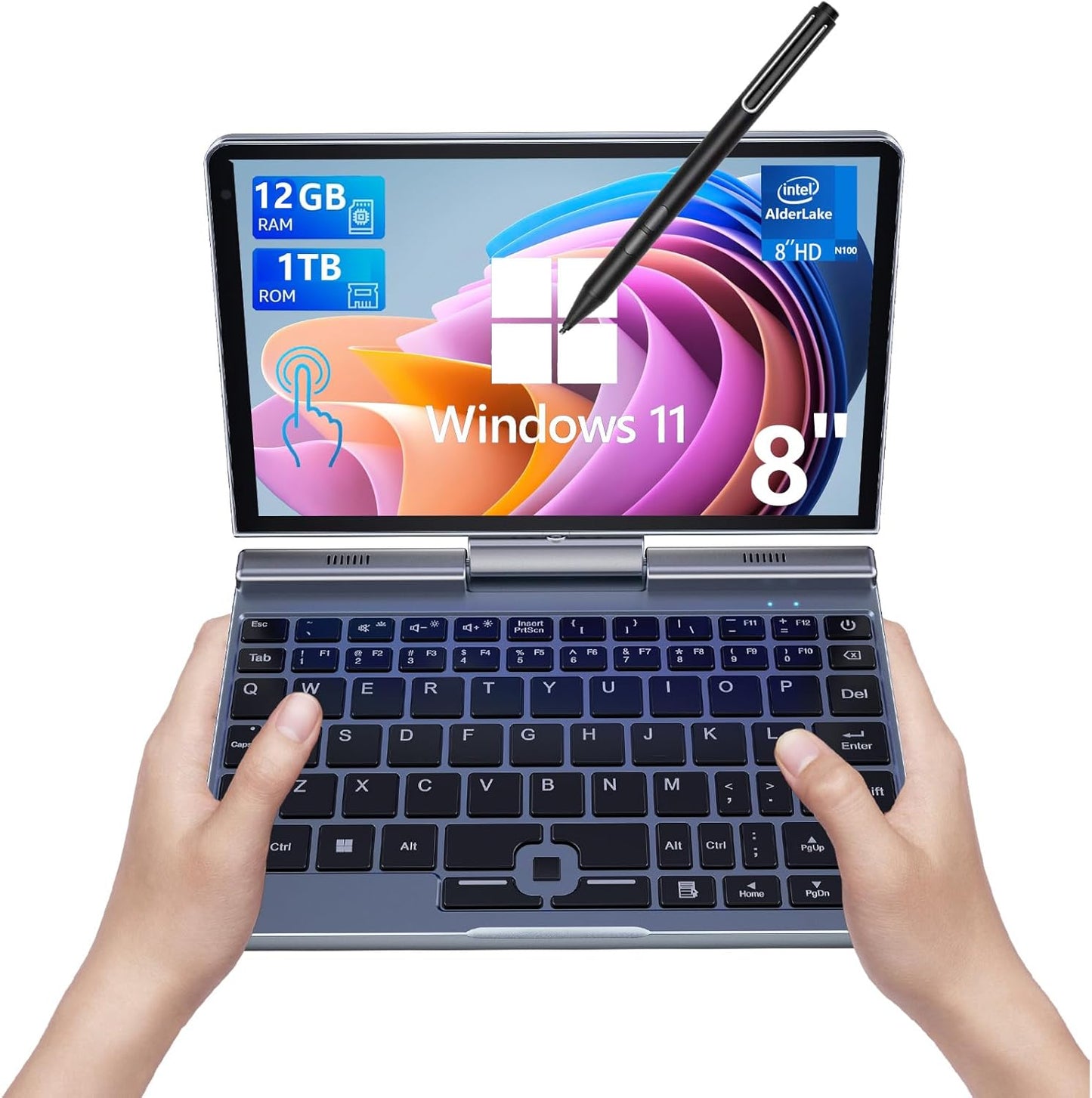 Mini Laptop with 8 Inch HD Touch Screen for Portable Efficiency