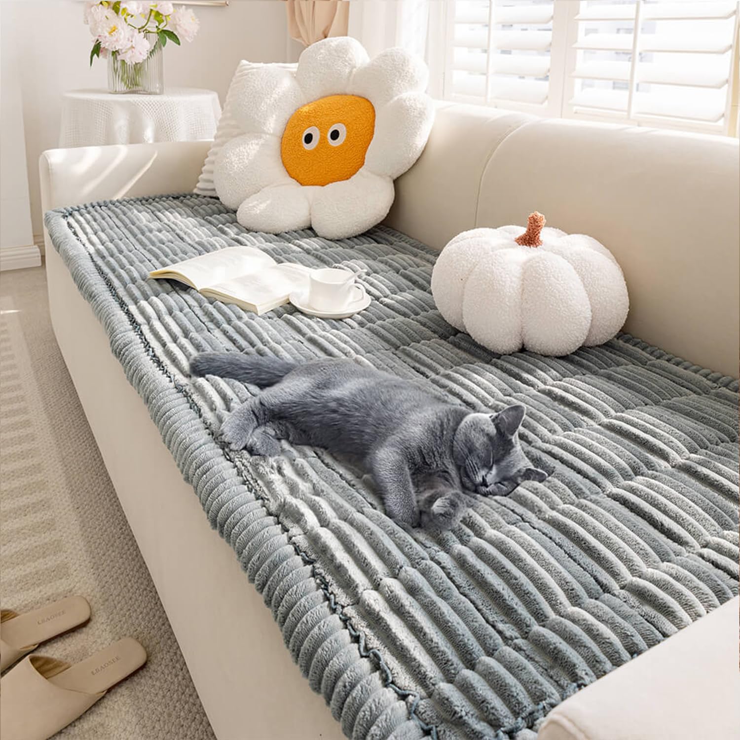 FUNNY FUZZY Pet Couch Covers for Sofa, Washable Dog Protector