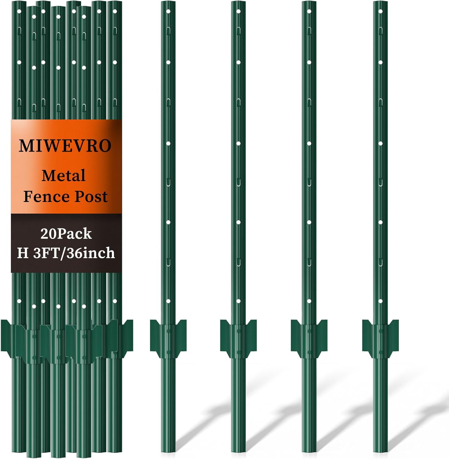 20 Pack Heavy Duty Metal U-Post for Garden Fencing and More