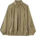 Puffed Bomber Jacket Lapel Collar Batwing Sleeve Oversized Crop
