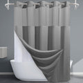 Long No Hook Waffle Weave Shower Curtain with Snap in Liner - Thick