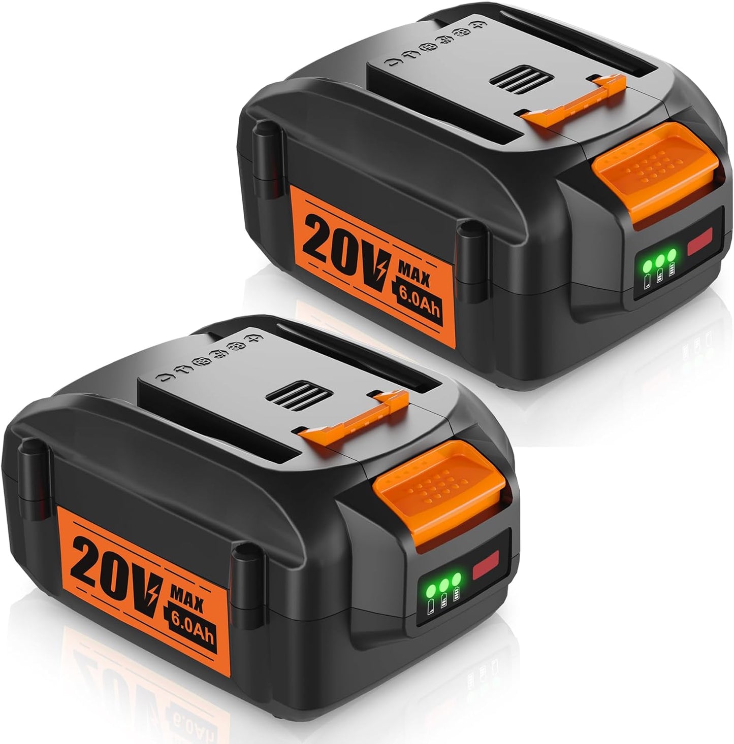 NEW LED Indicator 2Pack 6.0Ah 20V Replacement Battery for Worx