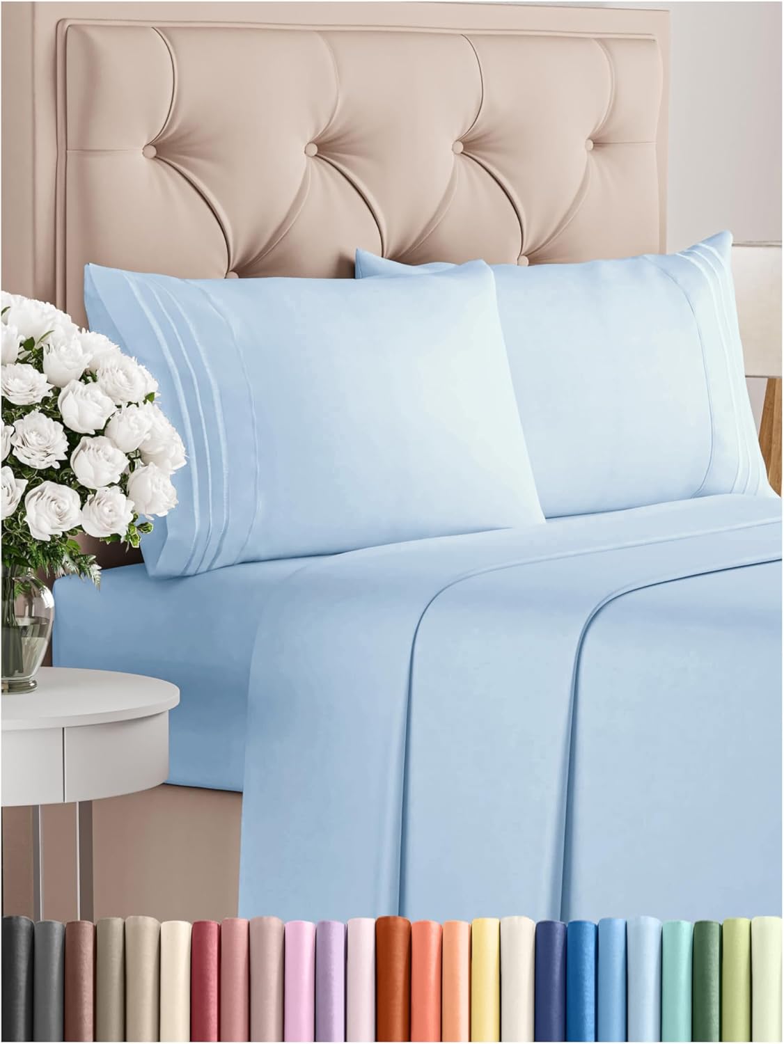 Queen Size 4 Piece Sheet Set - Soft and Cooling Bed Sheets