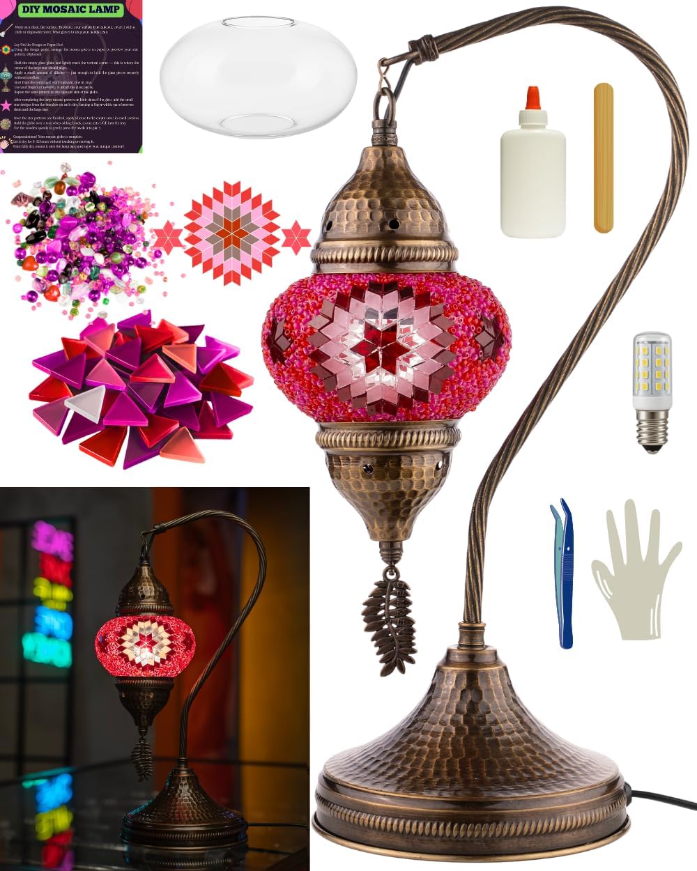 DIY Turkish Mosaic Lamp Making Kit for Fun Crafting Projects
