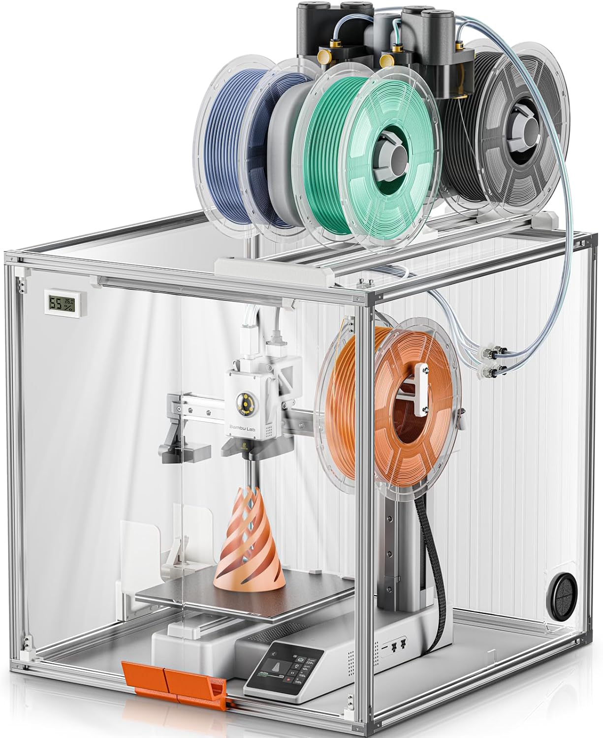Clear Acrylic 3D Printer Enclosure for Bambu Lab A1 Mini - Dustproof & LED-Lit
