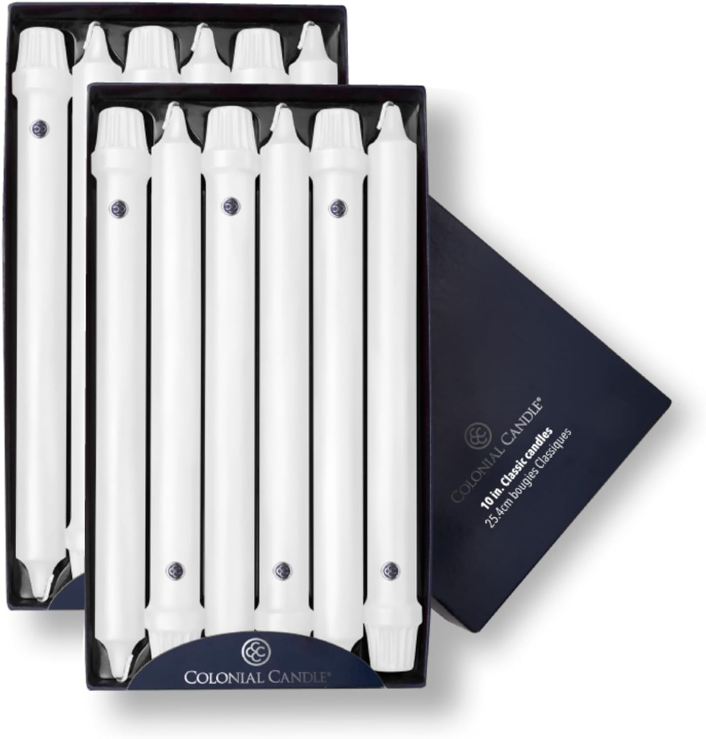 Colonial Candle Unscented Taper Candles, Classic Collection, White