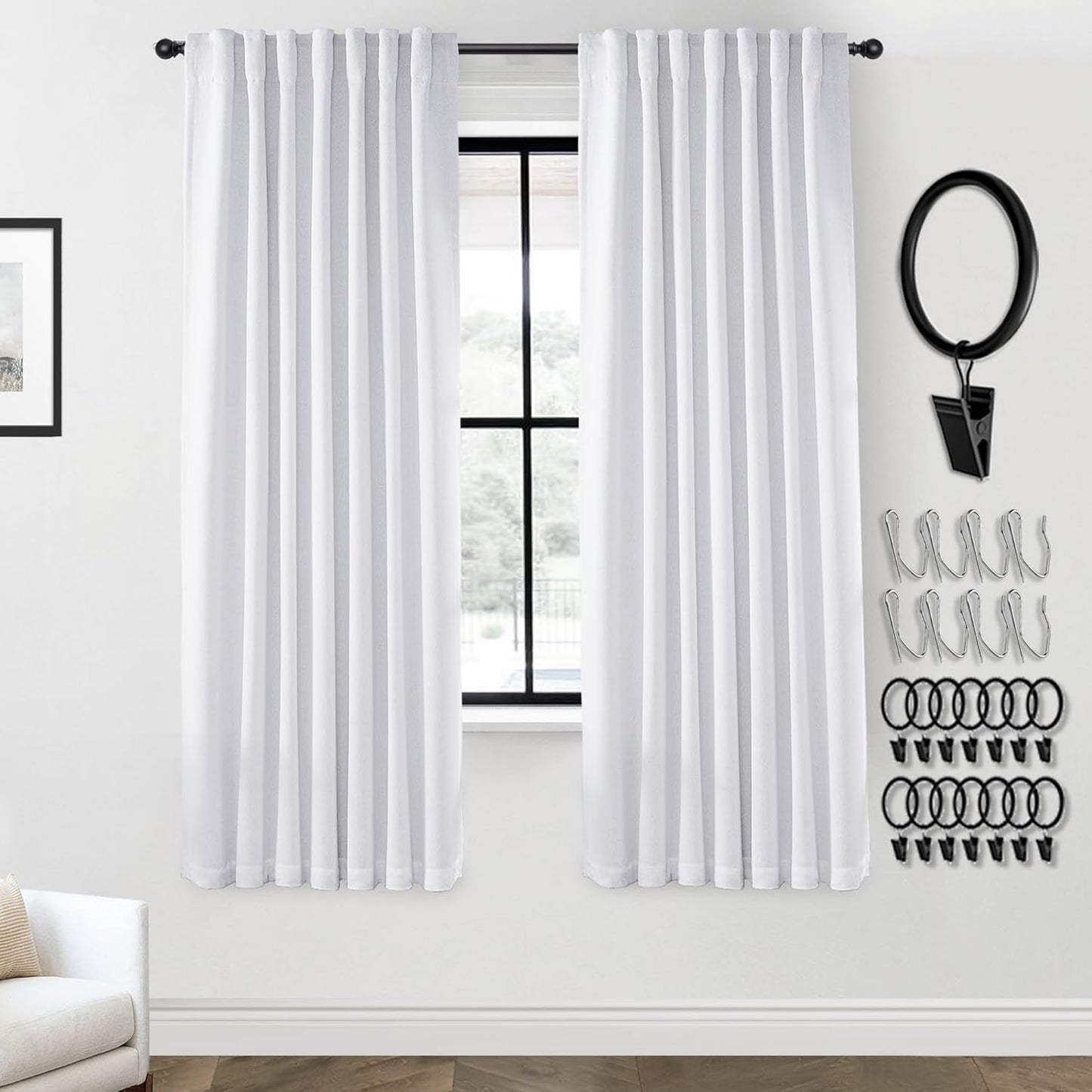 Greyish White Blackout Curtains 72 Inch Long for Living Room