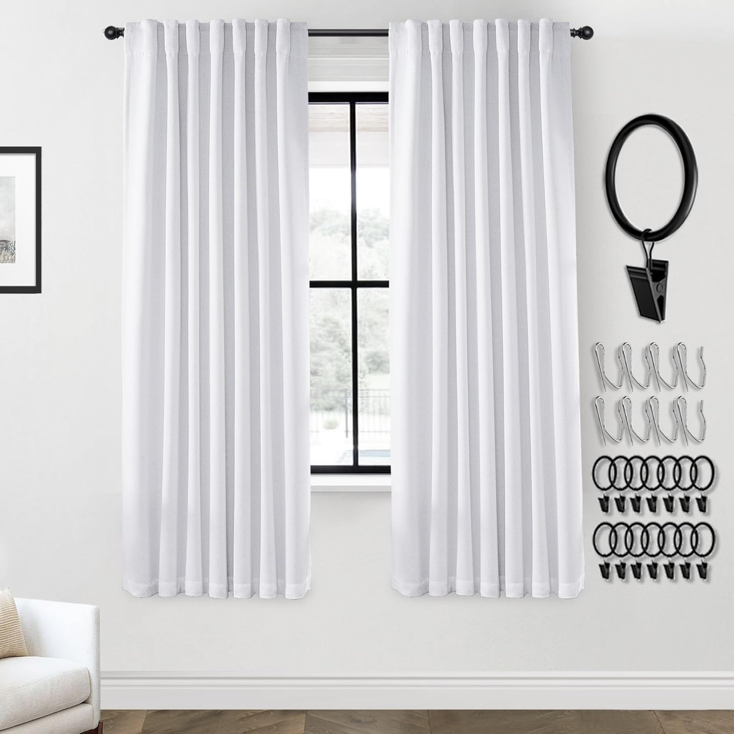 Greyish White Blackout Curtains 72 Inch Long for Living Room