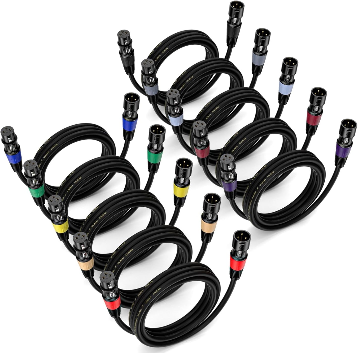 EBXYA XLR Cables 3ft 10 Pack for Superior Sound Quality