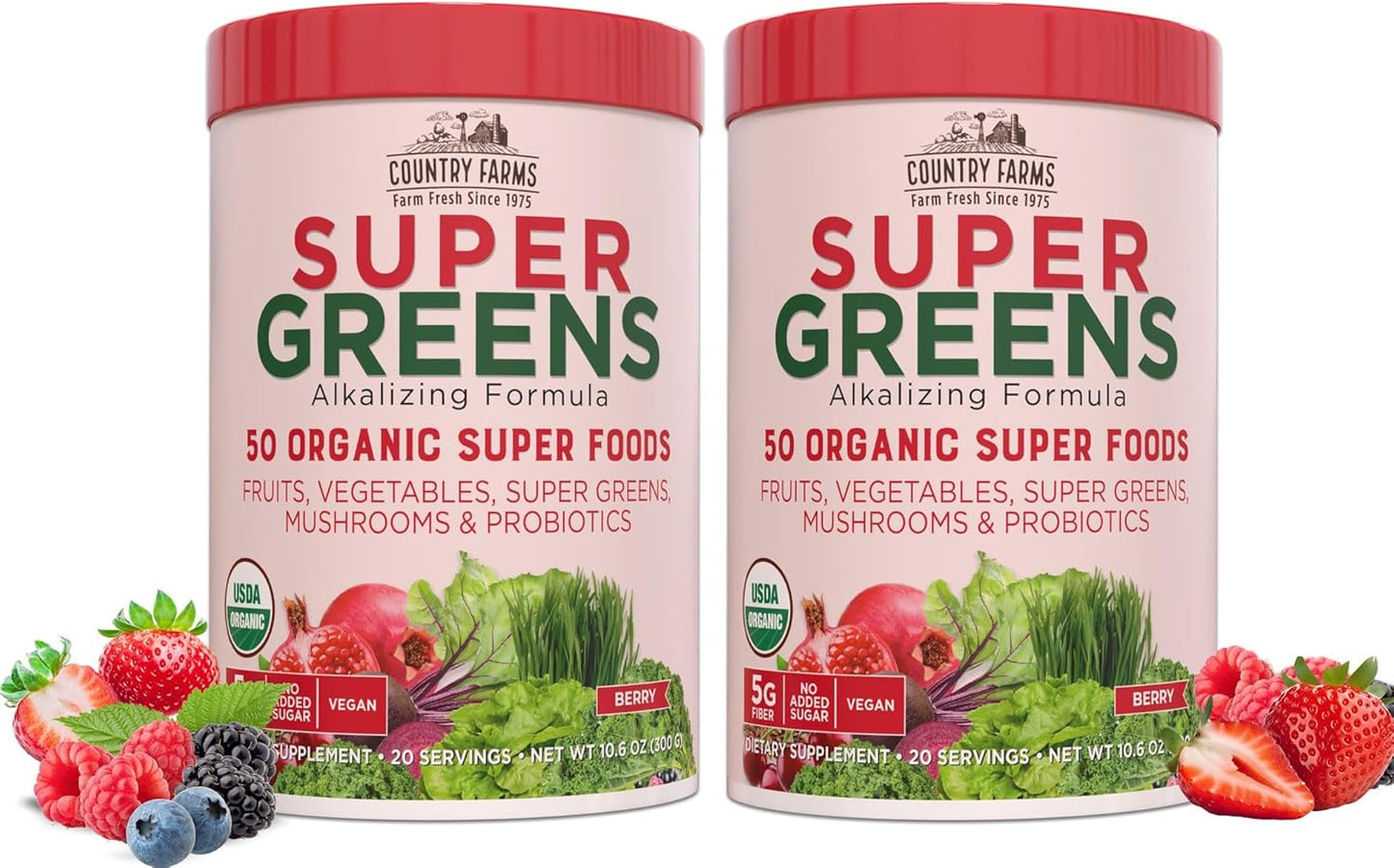 Country Farms Super Greens Berry Flavor Drink Mix for Wellness