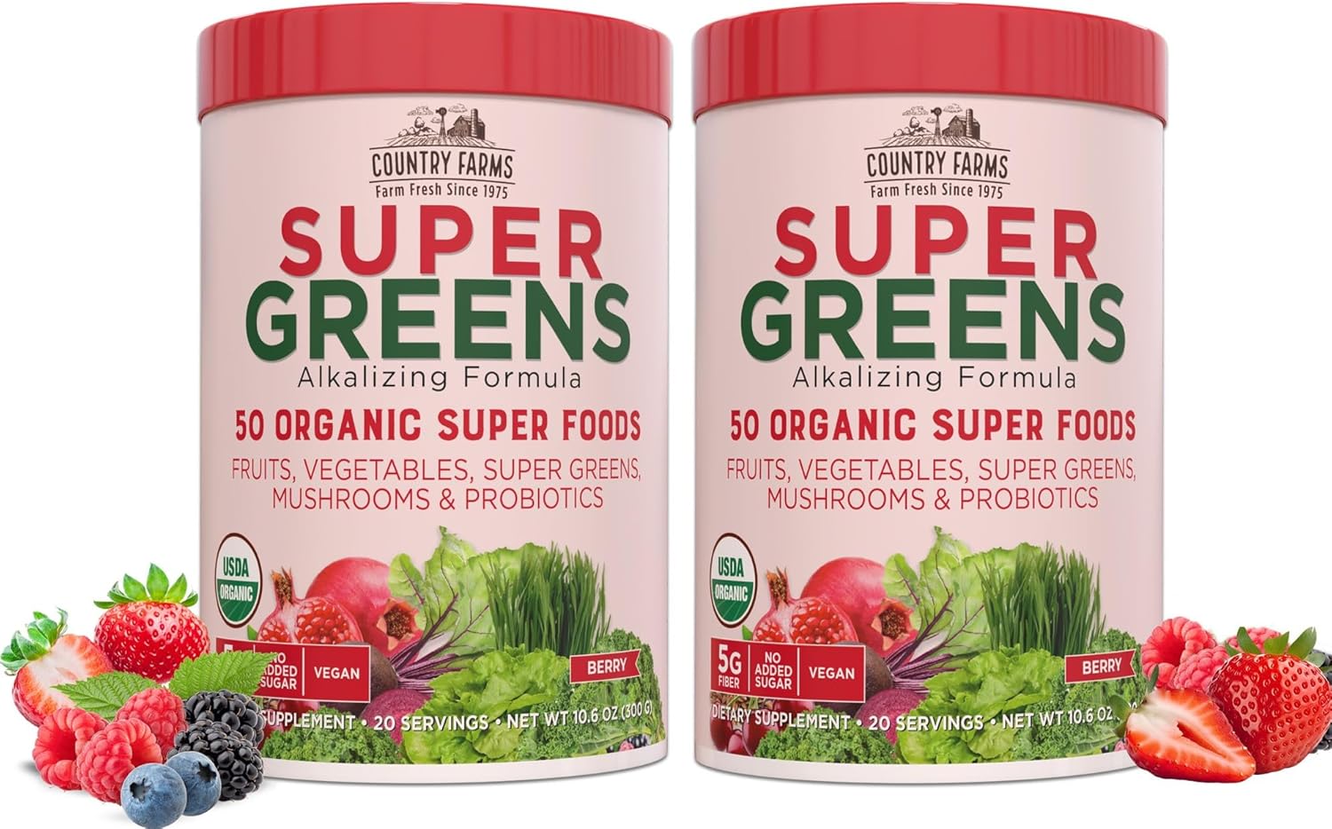 Country Farms Super Greens Berry Flavor Drink Mix for Wellness
