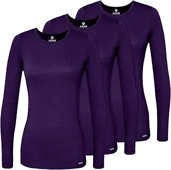 Adar Underscrubs for Women 3 Pack - Long Sleeve Comfort Tee
