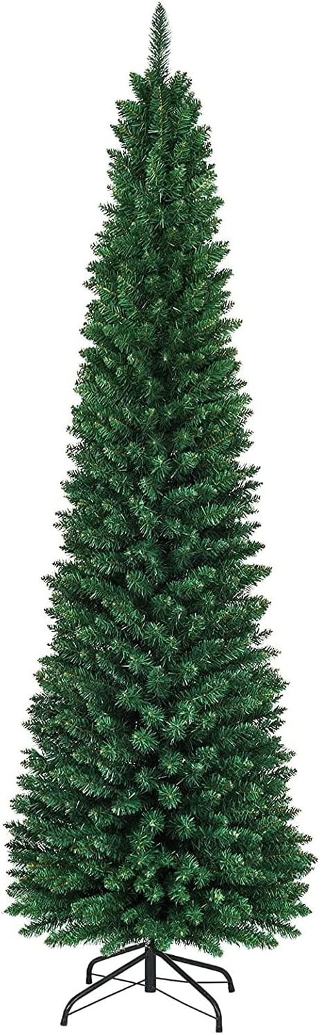 HAPPYGRILL 8FT Pencil Christmas Tree for Festive Home Decor