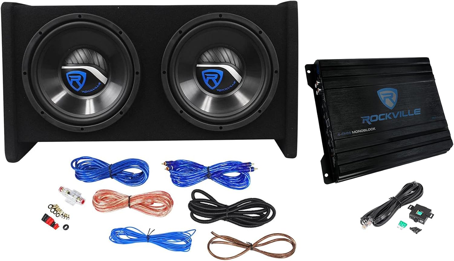 Rockville RV10.2B Dual 10in Car Subwoofer Enclosure for Deep Bass