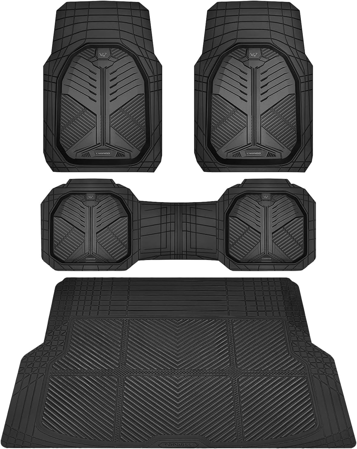 CAR PASS Heavy Duty Rubber Car Mats for All Weather Protection