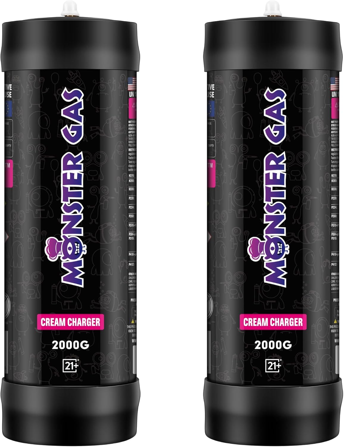 2000g N2O Chargers x2 - Whip Cream Tank - MONSTER GAS
