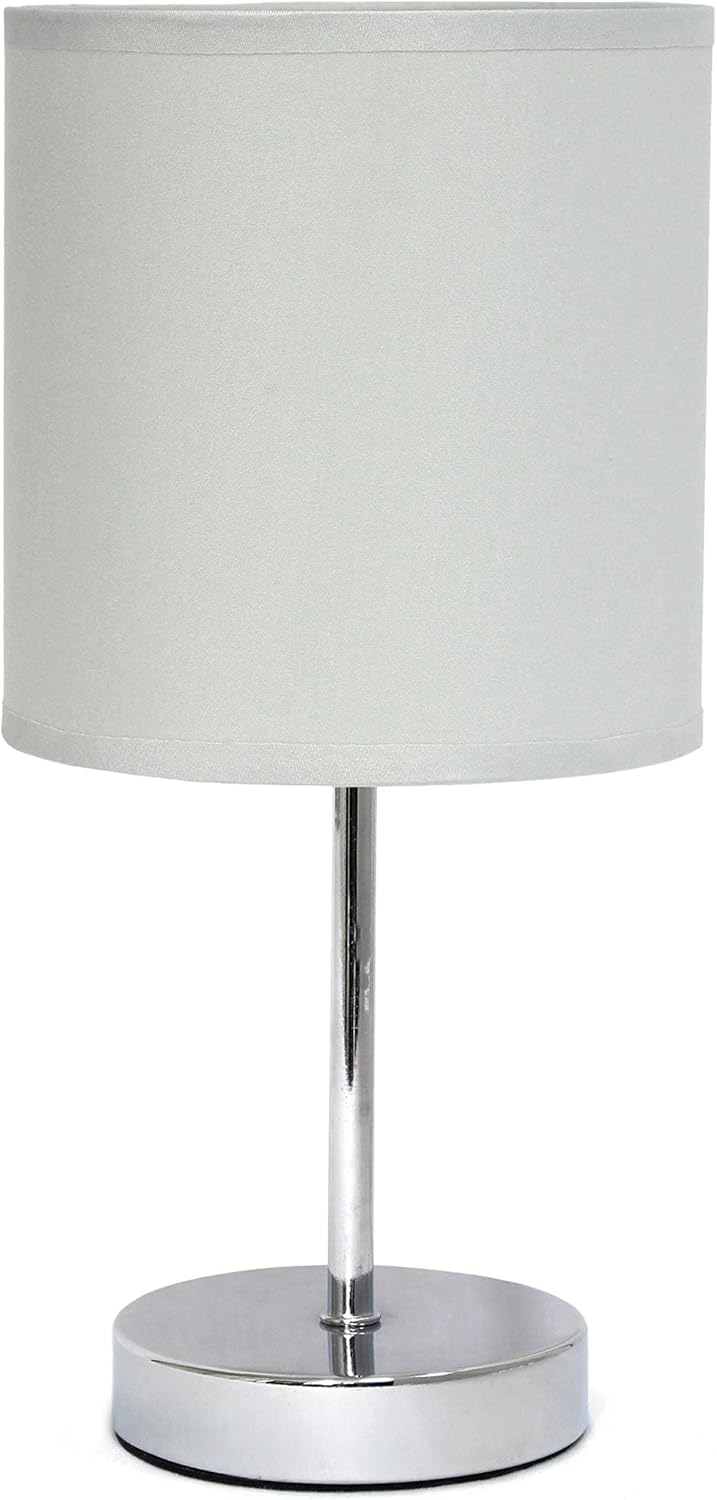 Mini Basic Table Lamp Set with Chrome Base and Fabric Shade