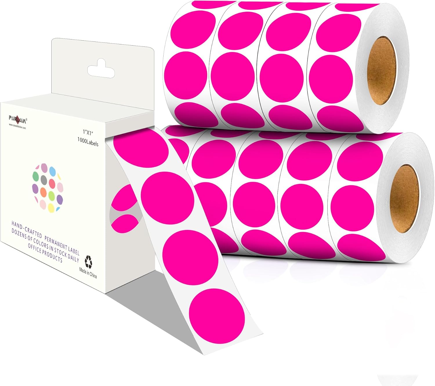 Fluorescent Pink Color-Code Dot Stickers for Office Use