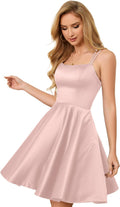 Deep Green Homecoming Dress for Teens Knee Length Satin - Backless