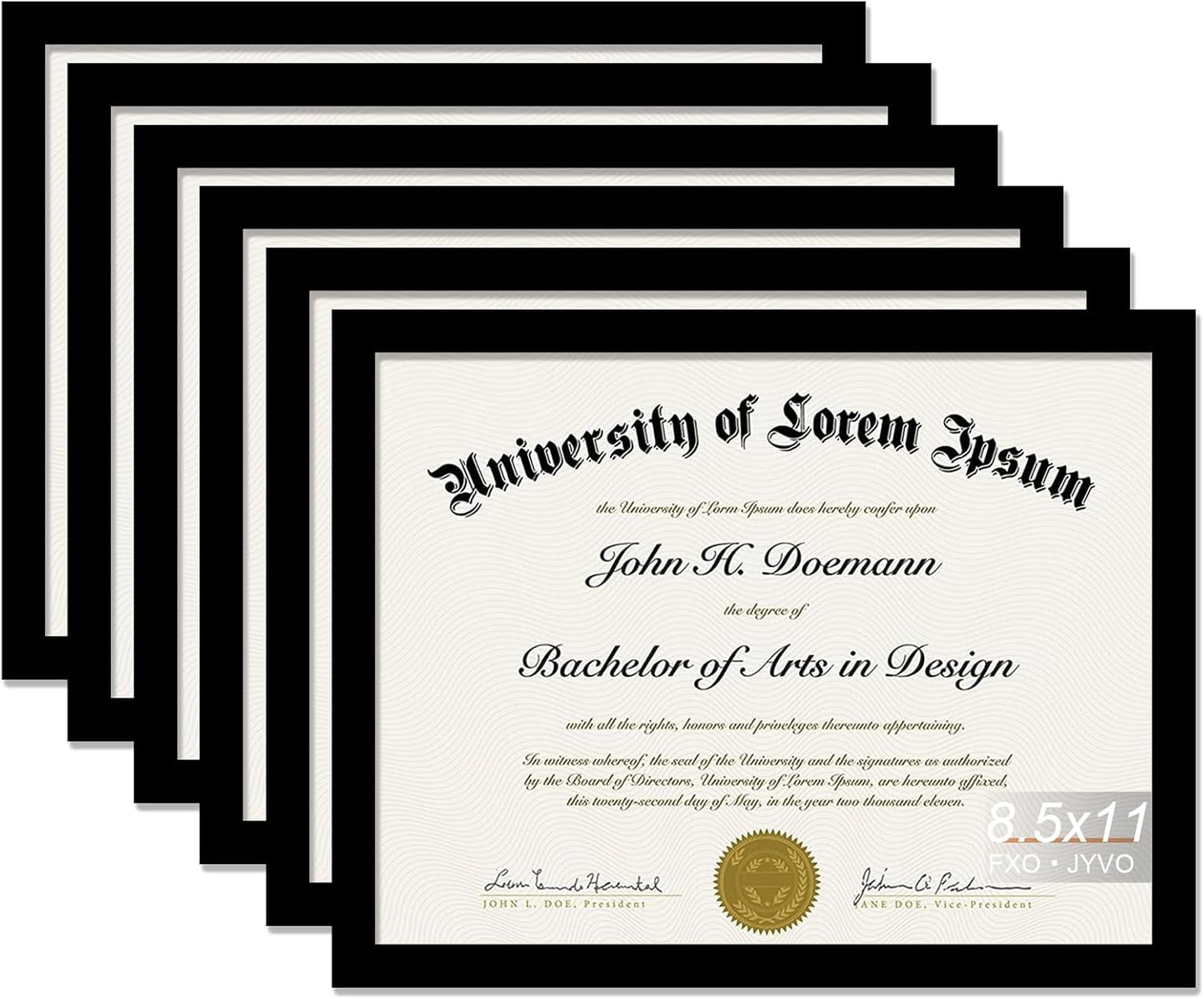 Black 8.5 x 11 Frame Display for Document and Certificate - 6 Packs