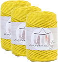 3mm Single Strand Macrame Cord 3 Skeins Yellow - 300 ft Natural Cotton