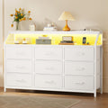 KKL 9 Drawer Dresser with LED Lights and Charging Station
