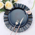 12-Pack Navy Blue Acrylic Charger Plates with Gold Rim for Events