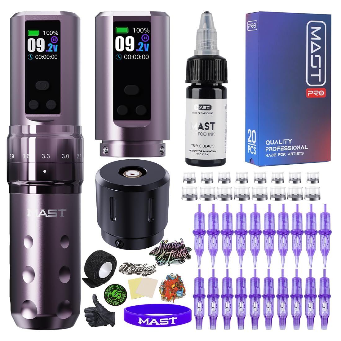 Mast Fold2 Pro Tattoo Kit: Cordless Tattoo Gun Machine for Pros