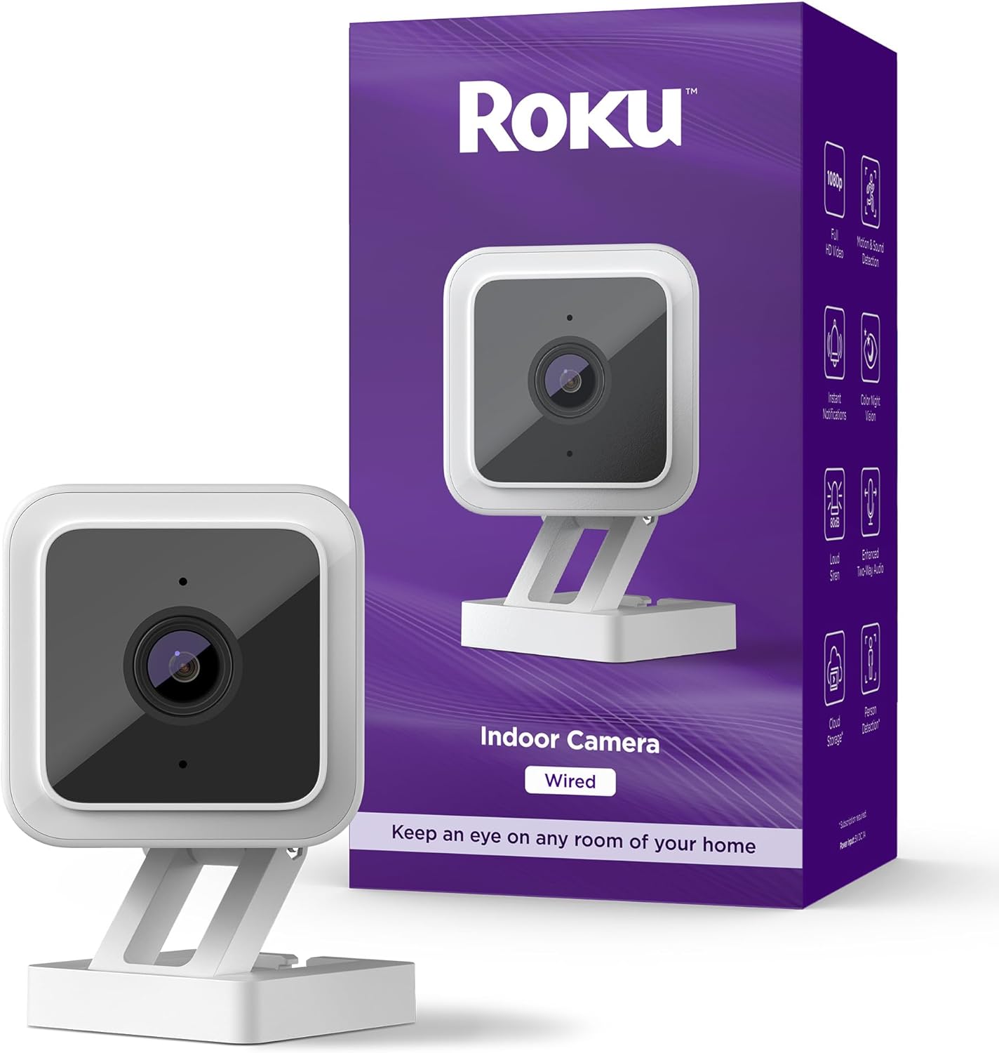 Roku Indoor Camera for Home Security with 1080p HD Night Vision