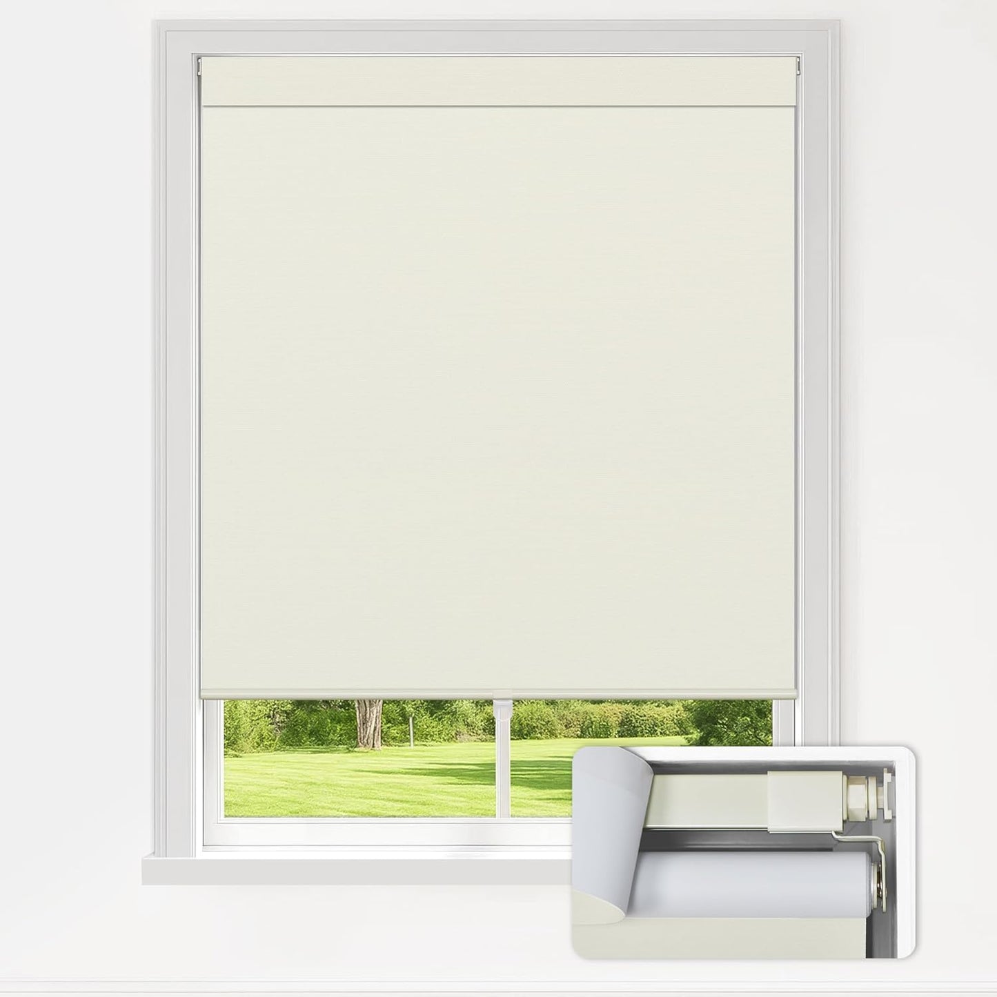 LazBlinds No Drill Blackout Roller Shades for Indoor Windows