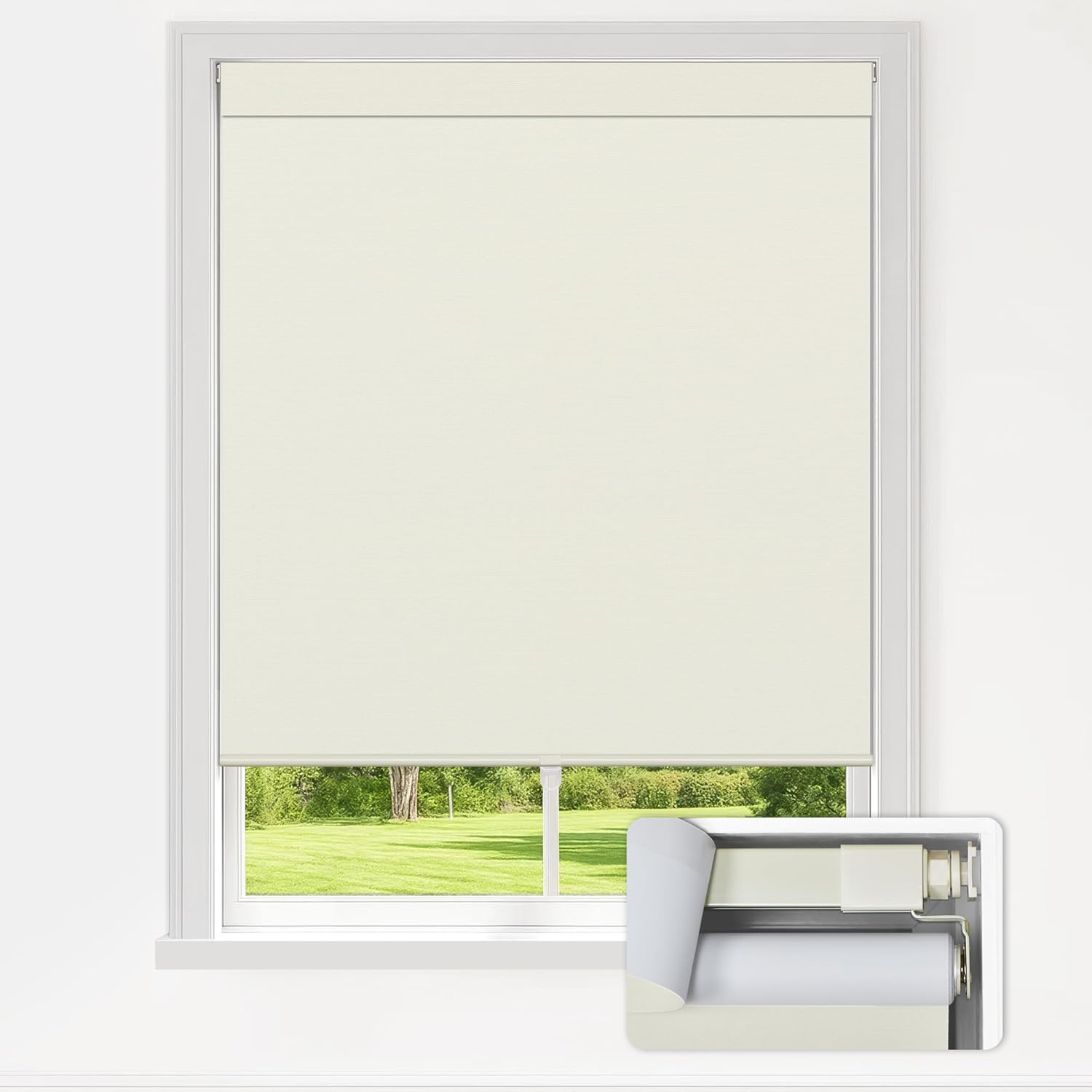 LazBlinds No Drill Blackout Roller Shades for Indoor Windows