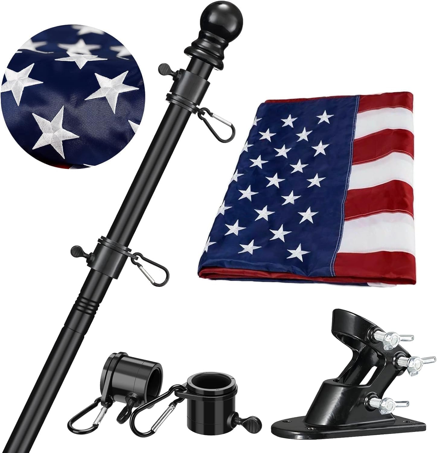 American Flag with Pole Kit for Outdoor Display and Pride