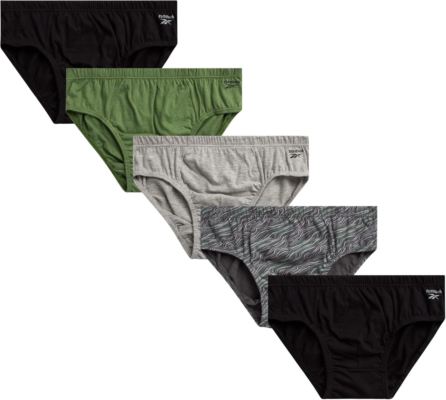 Reebok Men's Briefs 5 Pack Soft Stretch Low Rise Underwear