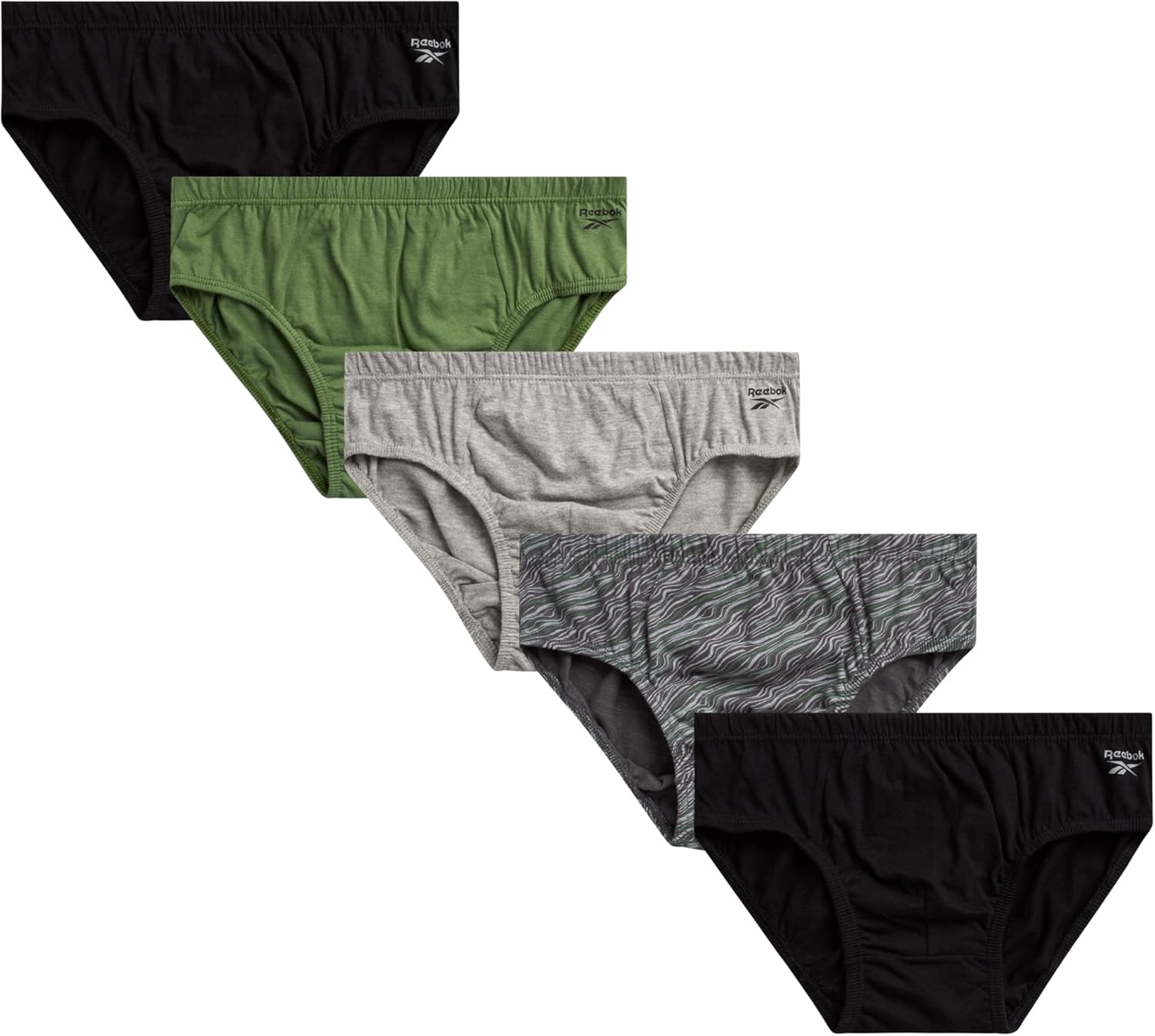 Reebok Men's Briefs 5 Pack Soft Stretch Low Rise Underwear
