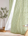 Green Embroidered Lined Sheer Curtains 2 Panels 96 in - Light Privacy