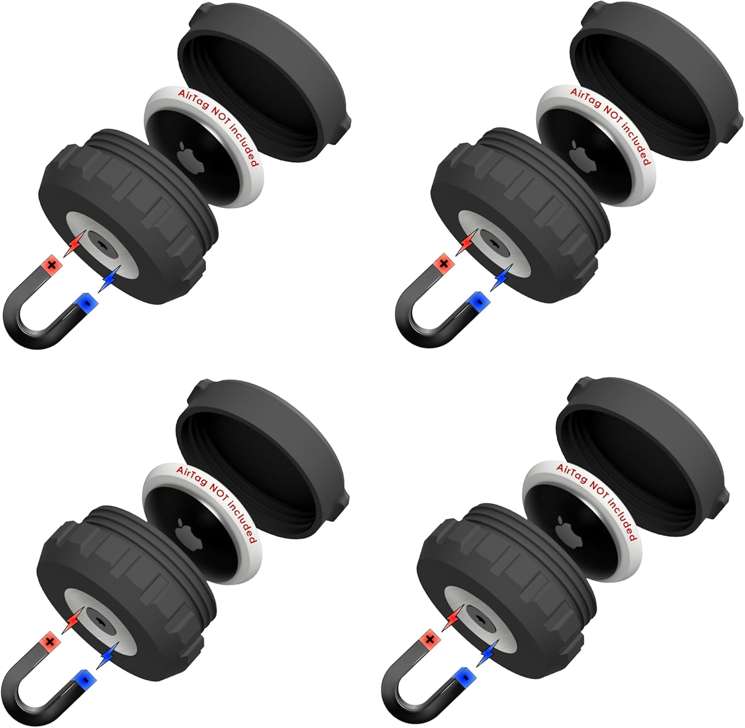 Ultra Strong Neodymium Magnetic Case for AirTag - 4x Pack