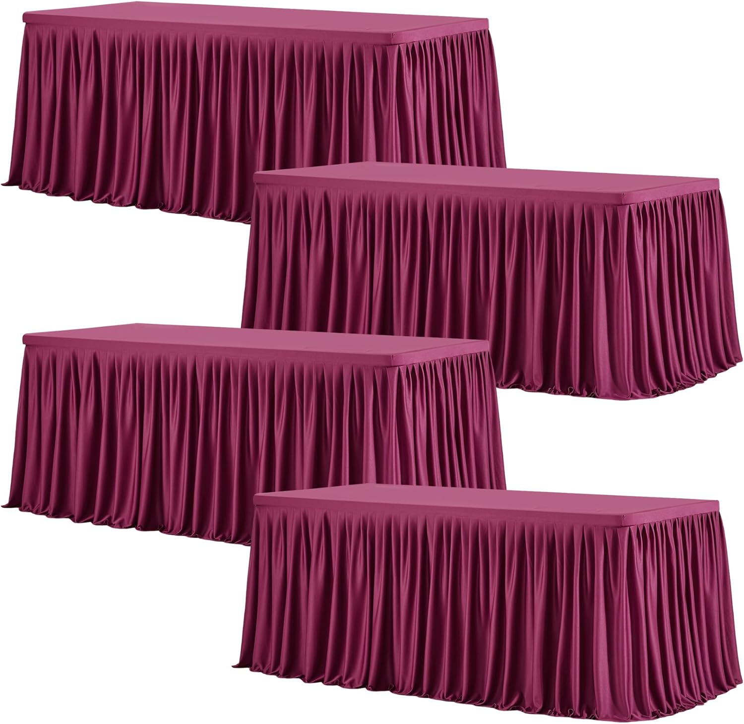 4 Pack Wine Red Rectangle Tablecloths for 6 Foot Tables